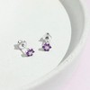 Girls' CZ Cluster Flower Screw Back Sterling Silver Earrings - In Season Jewelry - 4 of 4