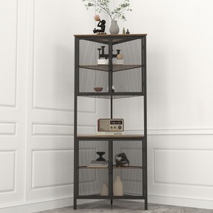 NicBex Bookcases for Living Room 5-Tier Corner Open Shelf Bookcase Storage Shelf with Metal Mesh Door for Home Office, Kitchen - 1 of 4
