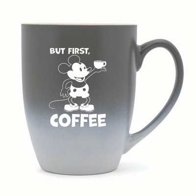 Elanze Designs But First Coffee Two Toned Ombre Matte 10 ounce New Bone China Coffee Tea Cup Mug, Gray and White