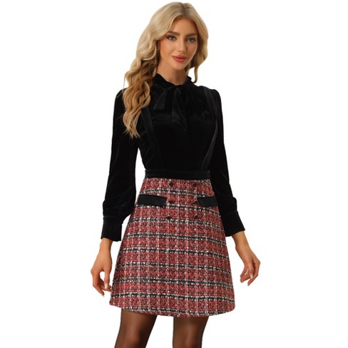 Allegra K Women's High Waist Tie Up A-Line Plaids Tartan Mini Skirts