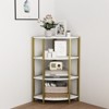 SEVOBAL Decorative Bookshelf 4 Tier Corner Open Shelf Stylish Space Saving Storage for Living Room, White Gold, 22.24"*15.75"*31.3" - 3 of 4