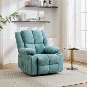 Heated Massage Nursery Glider Recliner with Cup Holder - Manual Reclinable Rocking Chair for Adults, Living Room & Bedroom - 1 of 4