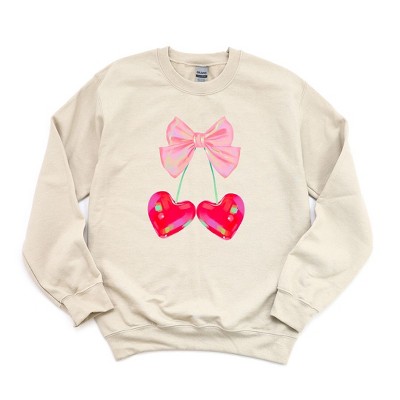 Simply Sage Market Women's Graphic Sweatshirt Heart Cherries Coquette