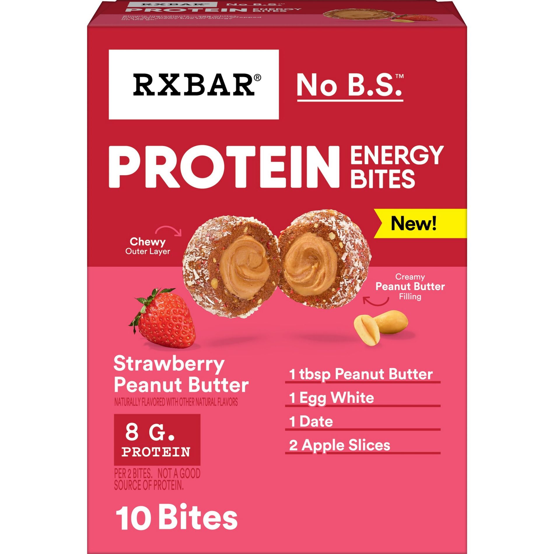 RXBAR Protein Bars Energy Bites Strawberry Peanut Butter - 8.8oz/5ct