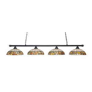 Toltec Lighting Oxford 4 - Light Island Pendant Light in  Matte Black with 16" Cobblestone Art Glass Shade - 1 of 1