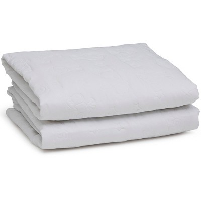 White Waterproof Quilted Crib Mattress Liner Pads Set of 2