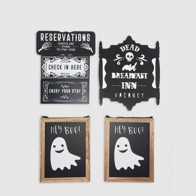 6ct Halloween Wood Signs Black/White - Bullseye's Playground™