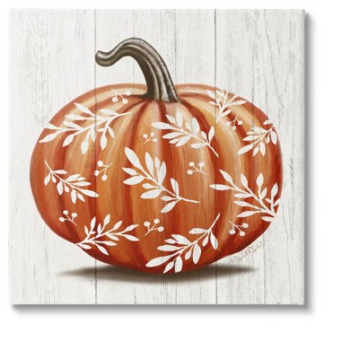 Stupell Industries Orange Fall Botanical Pumpkin Canvas Wall Art