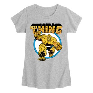 Girls' - Marvel - Fantastic Four Thing Logo Fitted Short Sleeve Graphic T-Shirt - 1 of 3