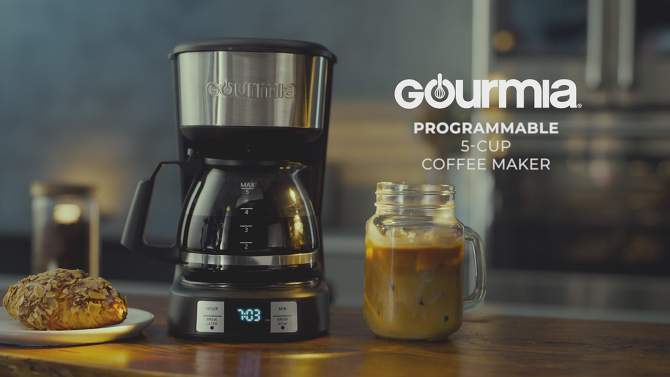 Gourmia 5 Cup Programmable Drip Coffee Maker with Brew Later Black, 2 of 10, play video