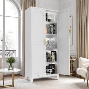 KWPZQEB Metal Storage Cabinet with 2 Doors and Adjustable Shelves - 61" Steel Storage Cabinet for Office, Home, Garage - 1 of 4