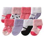 Luvable Friends Baby Girl Newborn and Baby Terry Socks, Pink Black