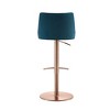 Whiteline Modern Living Carter Barstool, Adjustable Height, Swivel, Blue Velvet Seat, Rose Gold Base - 4 of 4