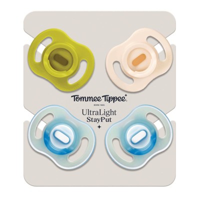 Tommee Tippee Ultra-light Day and Night Pacifiers - One-Piece Silicone Design - 4pk 0-6m