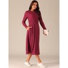 INSPIRE CHIC Women's Long Sleeve Round Neck Casual Stretchy A-Line Midi Dress - 2 of 4