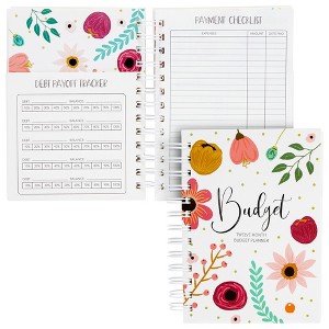 Paper Junkie Floral Monthly Budget Planner, Bill Organizer with 24 Pockets, Debt Payoff Tracker, Payment Checklist, 5 x 7 in - 1 of 4