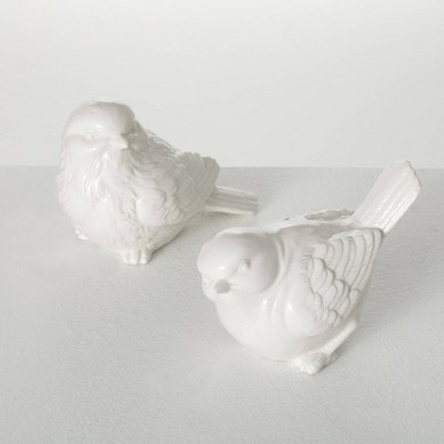 Sullivans 5.25" White Stoneware Bird Figurines Set of 2  Ceramic