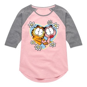 Girls' - Garfield - Arlene Heart Shirt Tail Raglan Graphic T-shirt - 1 of 4