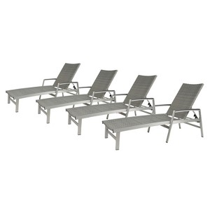 GDFStudio Joy Outdoor Wicker and Aluminum Adjustable Chaise Lounge, Gray/Silver - 1 of 4