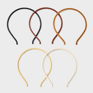 PU Headbands 5pk Set - Universal Thread™ Black/Brown/Beige/Off-White - 1 of 3