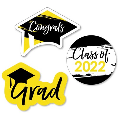 Big Dot of Happiness Yellow Grad - Best is Yet to Come - DIY Shaped Yellow 2022 Graduation Party Cut-Outs - 24 Count