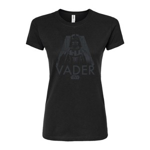 Women's - Star Wars - Grey Mono Darth Vader Fitted Graphic T-Shirt - 1 of 2