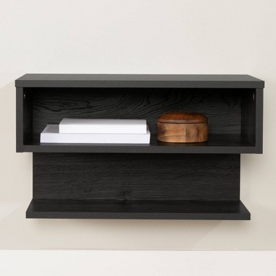 Contemporary Sleek Gray Oak Floating Nightstand
