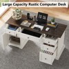 Dyonery 60" Rustic Executive Office Desk with Drawers and File Cabinet Embossed Texture Wood Home Office Desk,Workspace for Work Study Writing - 3 of 4