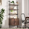6 Tier Wall Mount Ladder Bookcase with Cabinet, Tall Open Farmhouse Ladder Shelf - 3 of 4