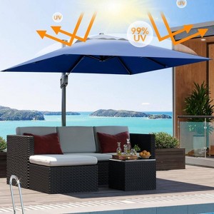 GustoWave 10x10Ft Offset Patio Umbrella with Base for Pool, Deck - 1 of 4