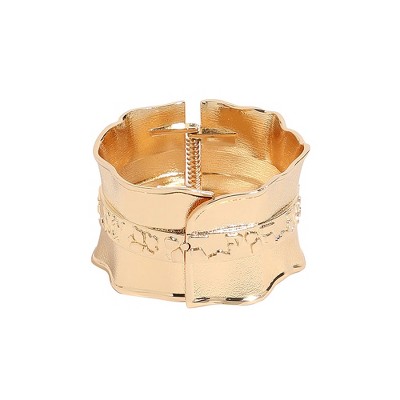 SOHI Women's California Gold Dented Textured Bracelet