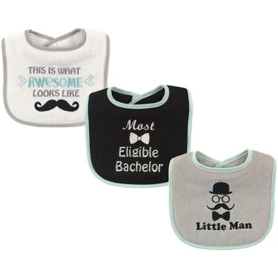 Luvable Friends Baby Boy Cotton Drooler Bibs with Fiber Filling 3pk, Little Man, One Size