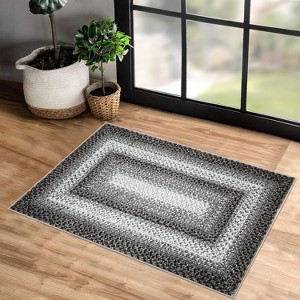 Entryway Rug Small Throw Rug Machine Washable Floor Cover Braided Printed Area Rug Indoor Non Slip Farmhouse Rug Boho Accent Rug - 1 of 4
