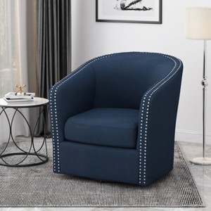 GDFStudio Leily Contemporary Fabric Swivel Club Chair - 1 of 4