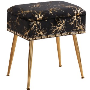 Bencmate Accent Chairs, Makeup Vanity Stool for Makeup Room, Foot Stool for Living Room, Bedroom, Multicolored, 16.5"*12.6"*19.3" - 1 of 4