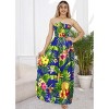 HAPPY BAY Women's House Daily Routine Evening Wear Vacation Flowy Dress Casual Maxi Strapless Dresses Tube Dress One Size Blue, Floral - 4 of 4