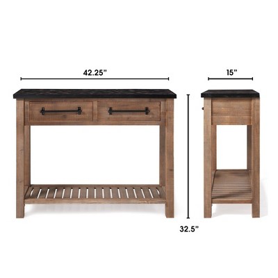 Eugene Brown Wood Console Table with Storage Shelf