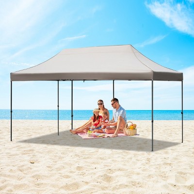 10x20 FT Heavy-Duty Pop-Up Canopy Tent with 6 Sidewalls, UV Protection, Waterproof, Adjustable Height, Wheeled Bag for Outdoor Events-Coolbibila