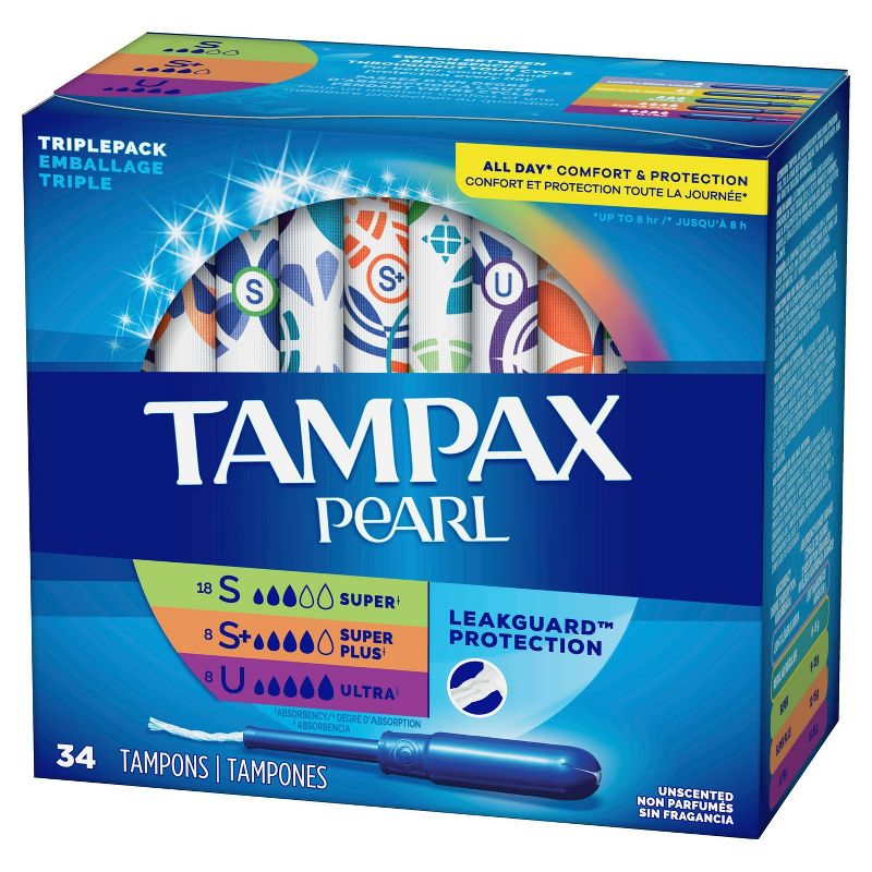 Tampax Pearl Triple Pack with Super/Super Plus/Ultra Absorbency Unscented Plastic Tampons - 34ct, 3 of 14