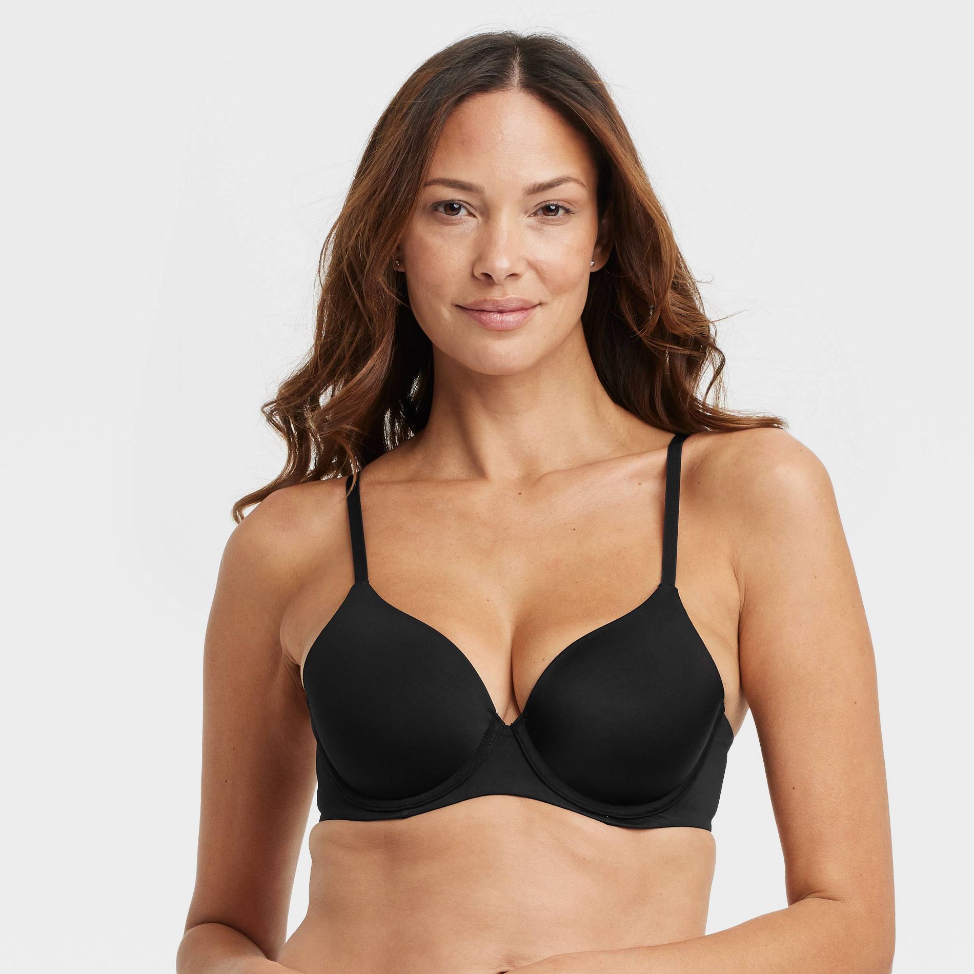 Women's Lightly Lined Full Coverage Bra - Auden™ Black 36B: Adjustable Straps, Underwire, Molded Cups, Hand Wash, Knit Fabric