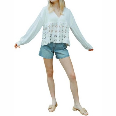 Women's Crochet Contrast Top - lalavon