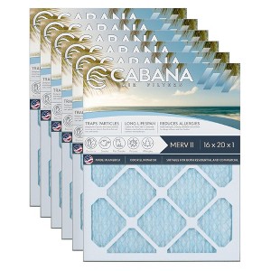 Cabana Air Filters 6 Pack Home HVAC Furnace Air Filters, Capture Unwanted Particles with Pleated Design, MERV 11, 16 x 20 x 1, White - 1 of 4