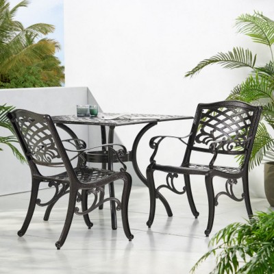 Set of 2 Outdoor Patio Accent Chairs with Sturdy Aluminum Frame, All Weather Patio Armchairs for Balcony or Backyard – The Pop Home