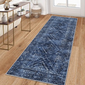 Faux Wool Machine Washable Foldable Printed Area Rug Modern Distressed Diamond Heart with Non Slip Design Stain Resistant Non Shedding Pet Friendly - 1 of 4
