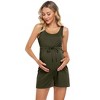 Clearlove Maternity Romper Shorts Women's Bodysuit Scoop Neck Sleeveless Tank Top High Waist Belt Jumpsuit for Pregnant - 3 of 4