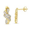 Haus of Brilliance Yellow Plated Sterling Silver Round Cut Diamond Swirl Earrings - 2 of 4