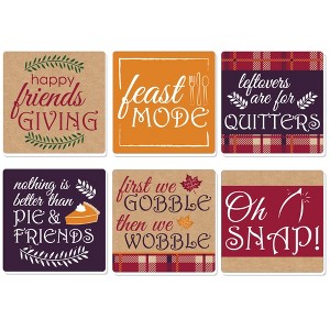 Big Dot of Happiness Friends Thanksgiving Feast - Funny Friendsgiving Party Decorations - Drink Coasters - Set of 6 - 1 of 4