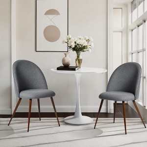 Homy Casa Set of 2 Upholstered Dining Chairs with High Back and Walnut Legs for Kitchen or Dining Room - 1 of 4