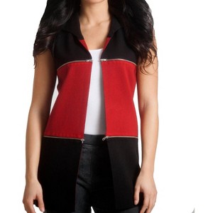 Women's Double Zip Reversible Long Vest - Angel Apparel - 1 of 2