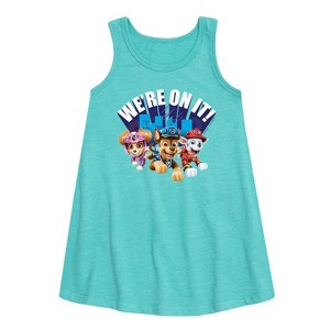 Girls' - Paw Patrol - Were On It Graphic Sleeveless Aline Dress - 1 of 4